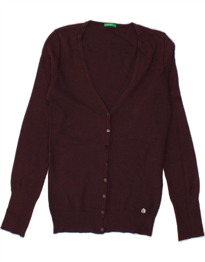 BENETTON Womens Cardigan Sweater UK 12 Medium Burgundy Wool Vintage Benetton and Second-Hand Benetton from Messina Hembry 