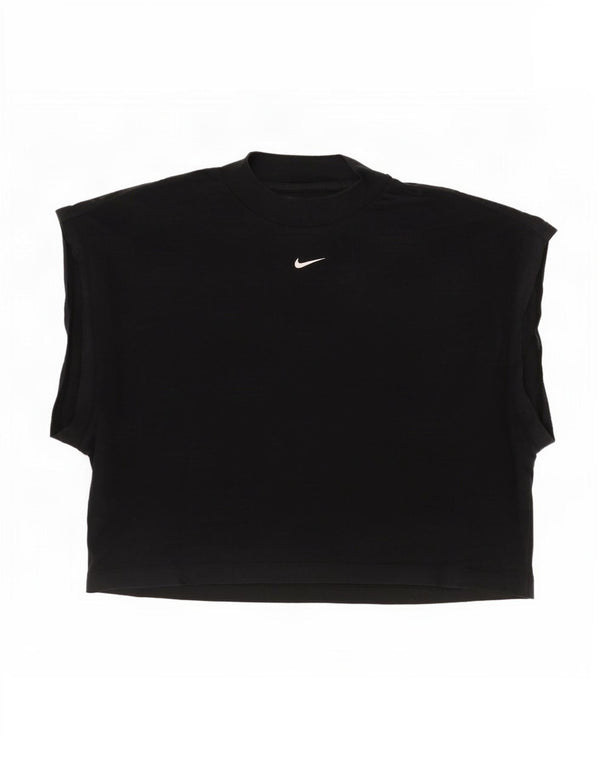 Nike - Camiseta corta extragrande para mujer, talla 40, talla mediana, algodón negro