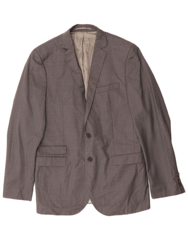 French Connection Chaqueta tipo blazer ajustada con 2 botones para hombre IT 52 XL Lana gris