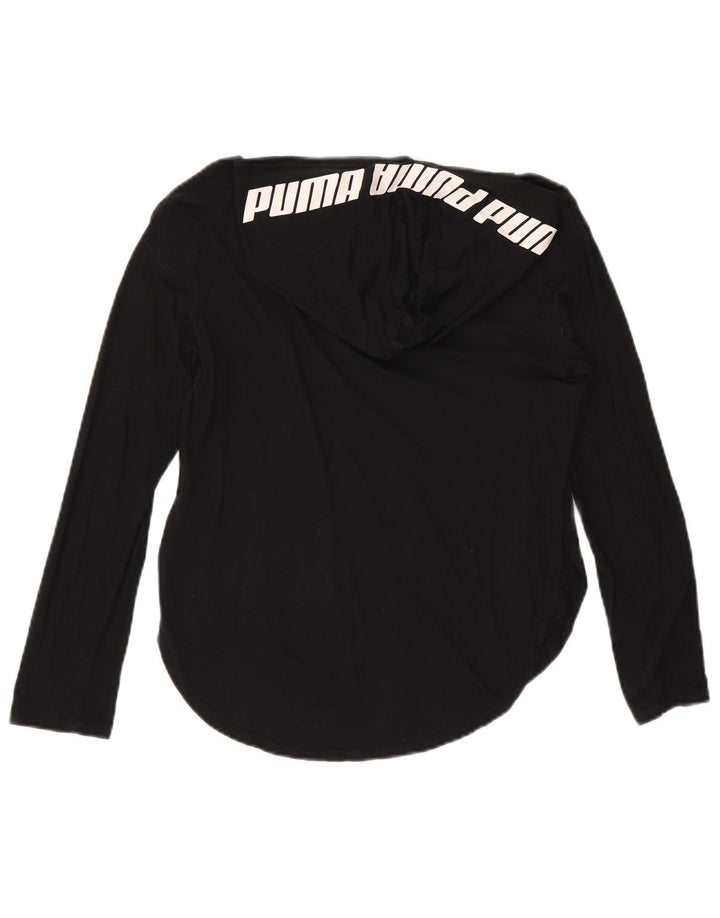 PUMA Top gráfico con capucha para mujer, manga larga, UK 10 Small, algodón negro