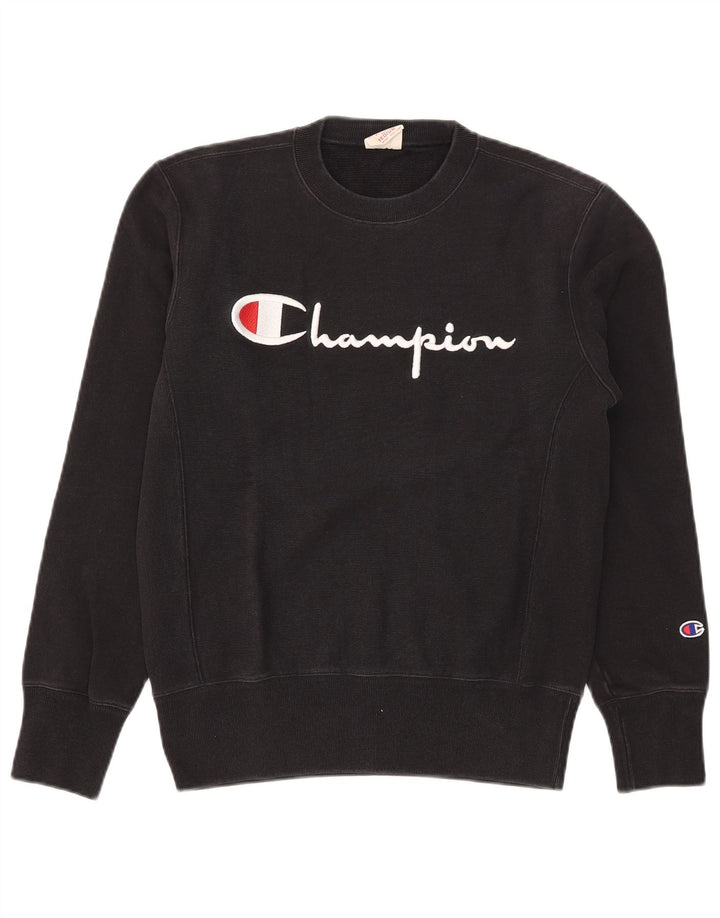 Champion Sudadera Estampada De Tejido Inverso para Hombre Jersey Mediano De Algodón Negro