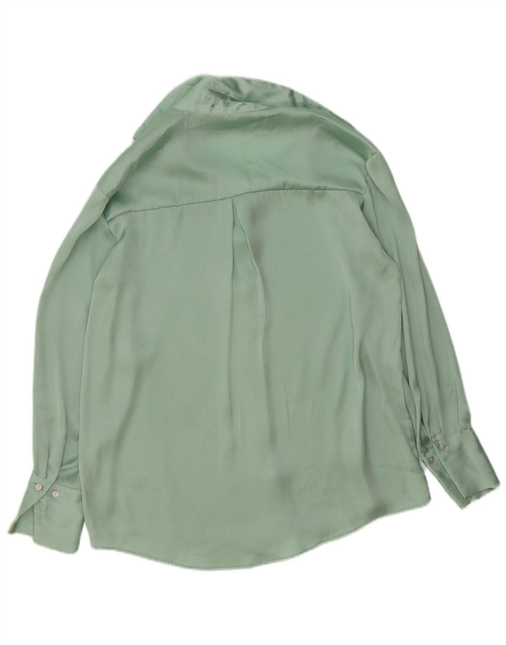 Zara Mujer Blusa Camisa Extragrande UK 6 XS Poliéster Verde