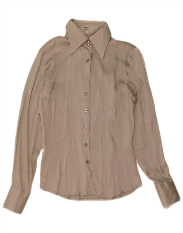 Vintage mujer camisa blusa Reino Unido 10 pequeño gris