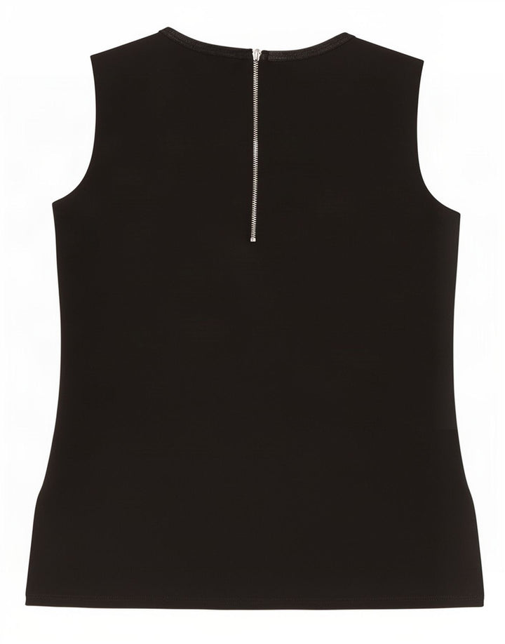 Zara Blusa sin mangas gráfica para mujer Top UK 10 Small Poliéster negro