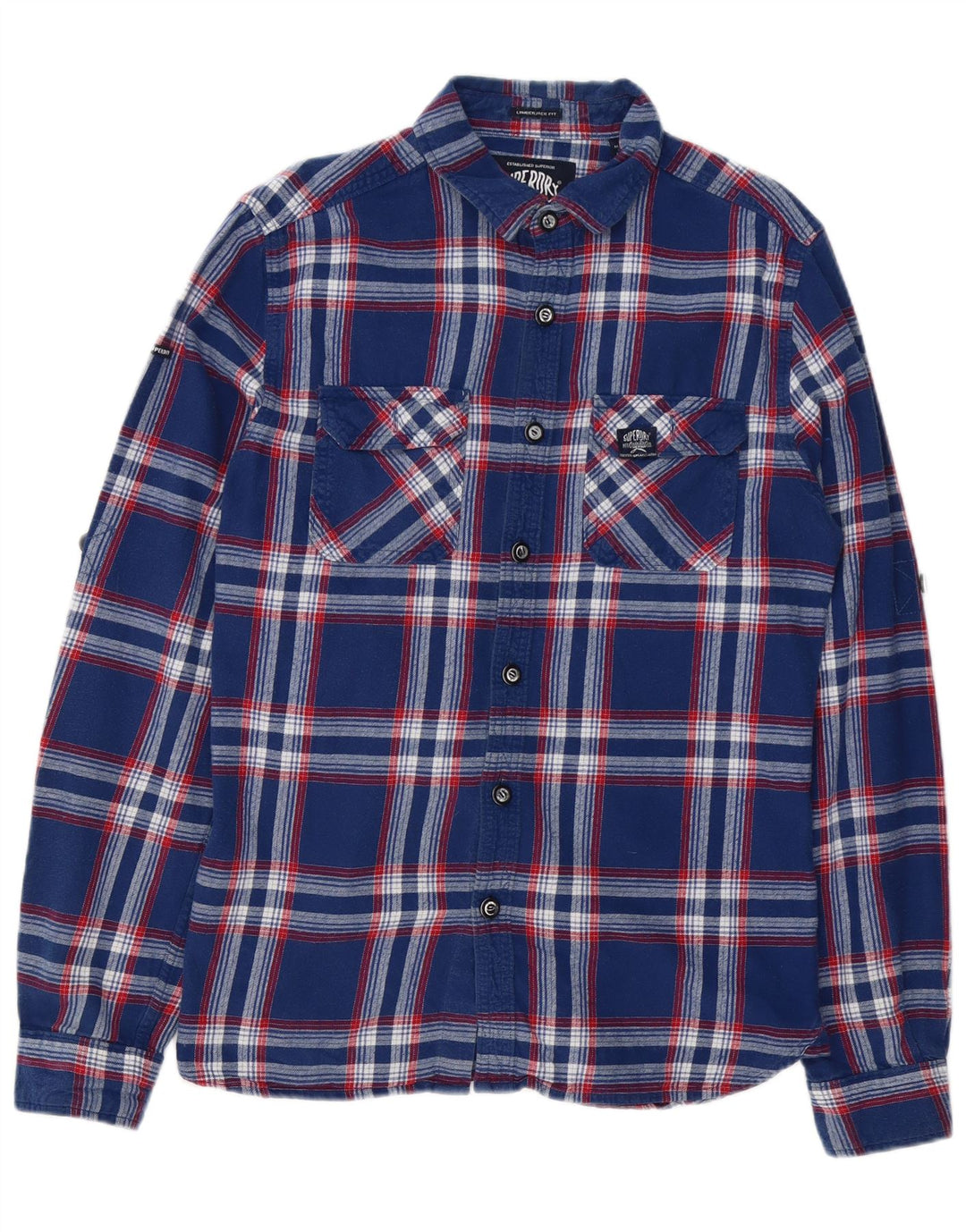 Superdry Camisa De Franela De Algodón A Cuadros Azul Marino Grande