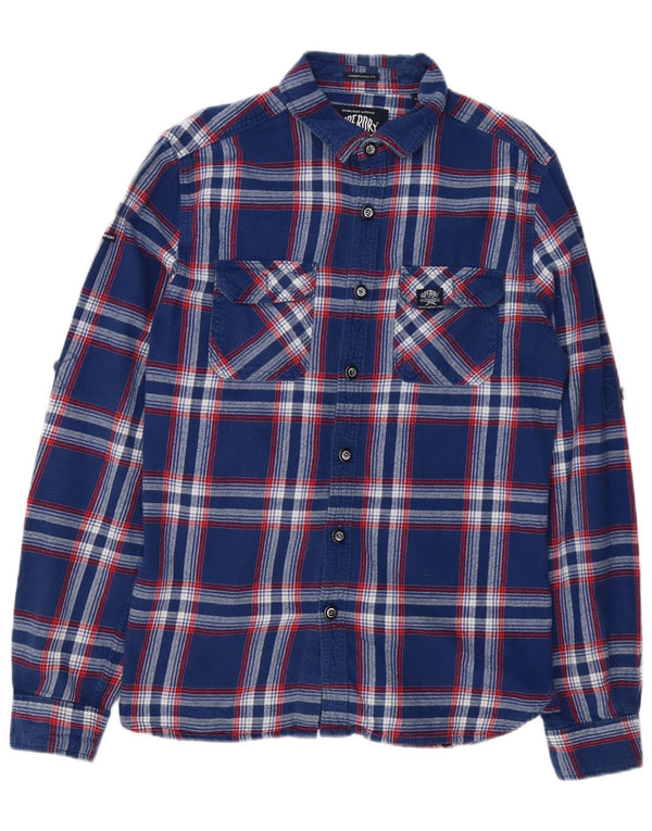 Superdry Camisa De Franela De Algodón A Cuadros Azul Marino Grande