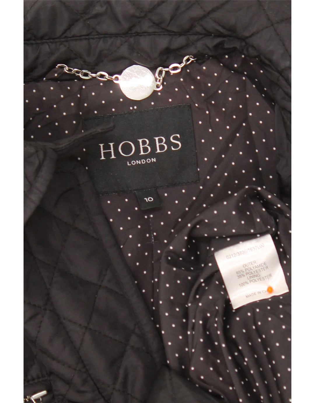 Hobbs Abrigo cortavientos acolchado para mujer UK 10 Small Black Nylon
