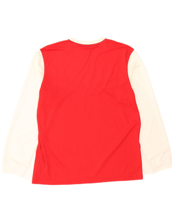 NIKE Hombre Dri Fit Top Manga Larga XL Poliéster Color Block Rojo