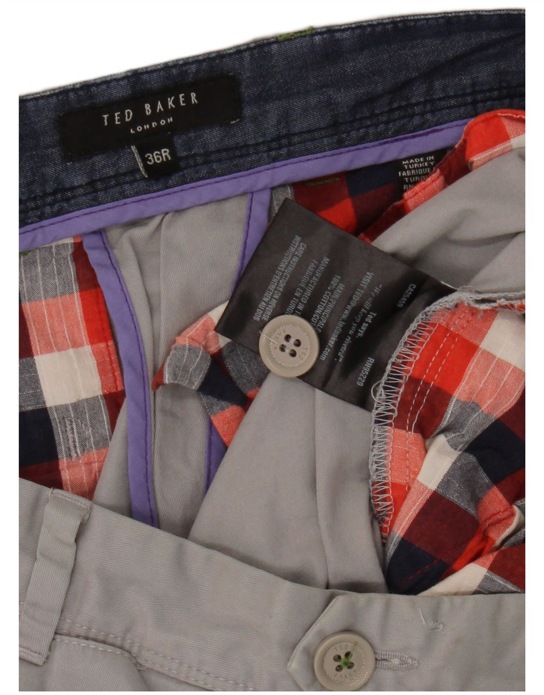 Pantalones chinos rectos para hombre de Ted Baker W36 L31 Algodón gris