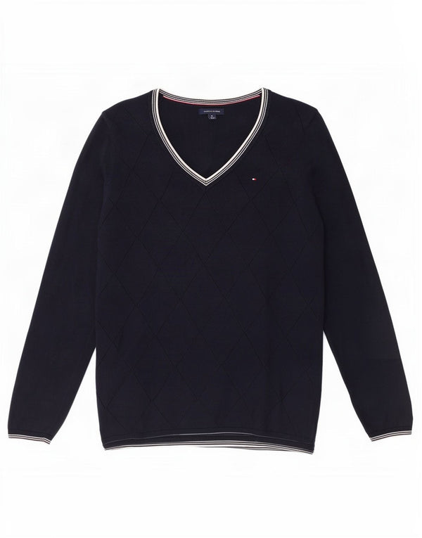 Tommy Hilfiger Suéter con cuello en V para mujer UK 12 Medium Azul marino
