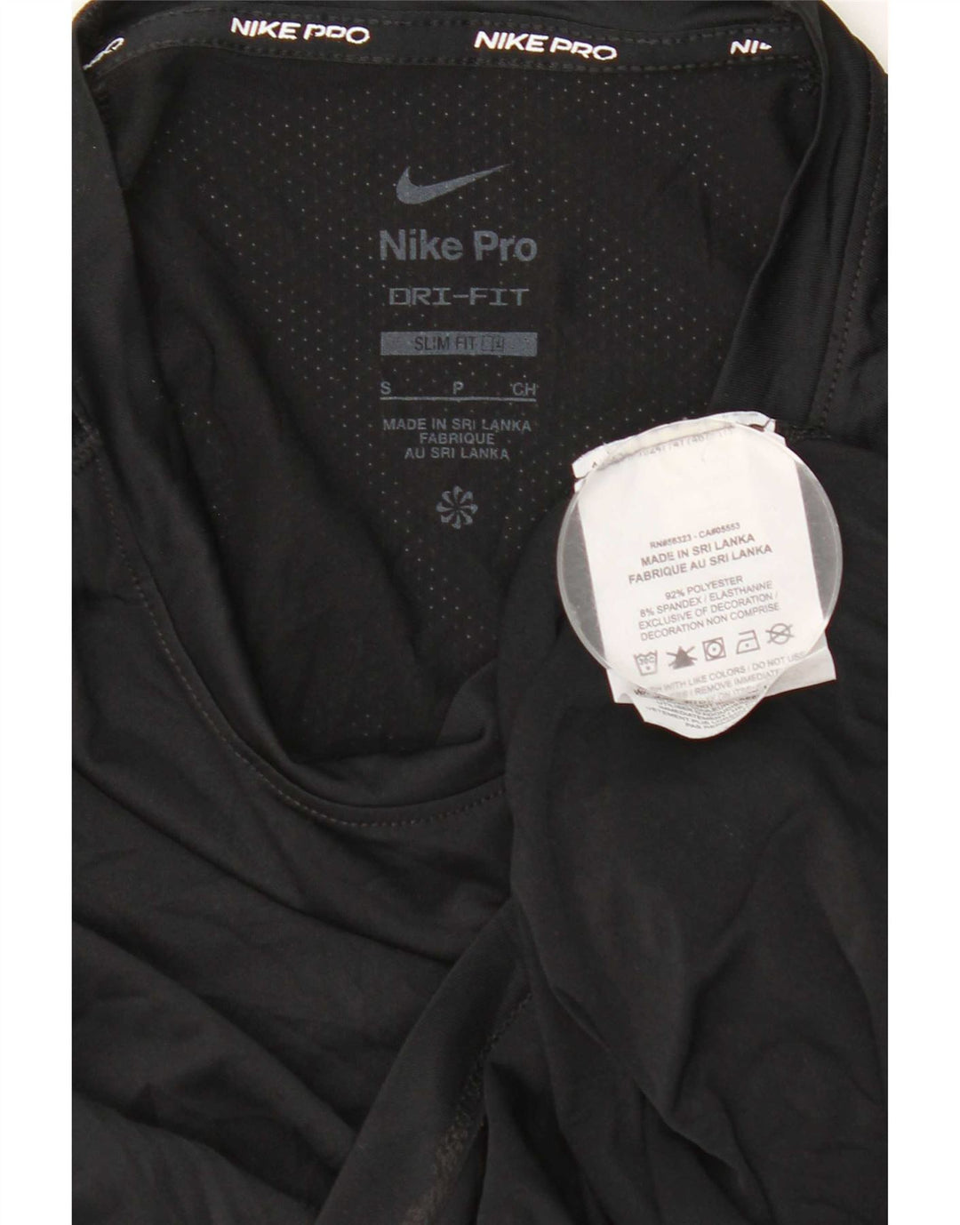 Nike Mens Dri Fit Slim Top manga larga poliéster negro pequeño