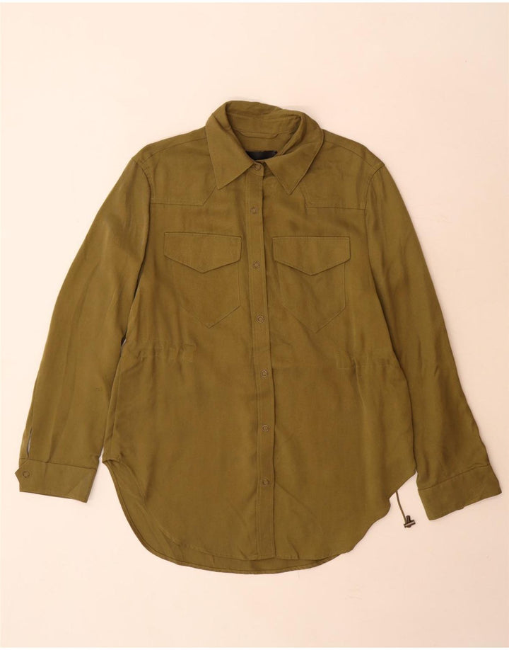 Marks & Spencer Camisa Autograph para Mujer UK 8 Small Khaki Tencel