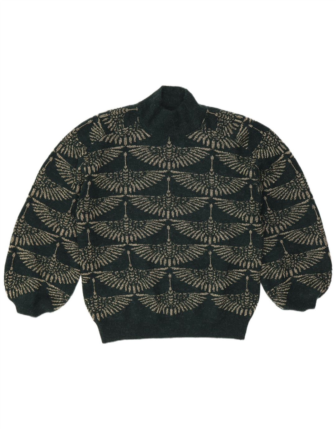 Vintage mujer cuello tortuga jersey suéter Reino Unido 14 verde medio