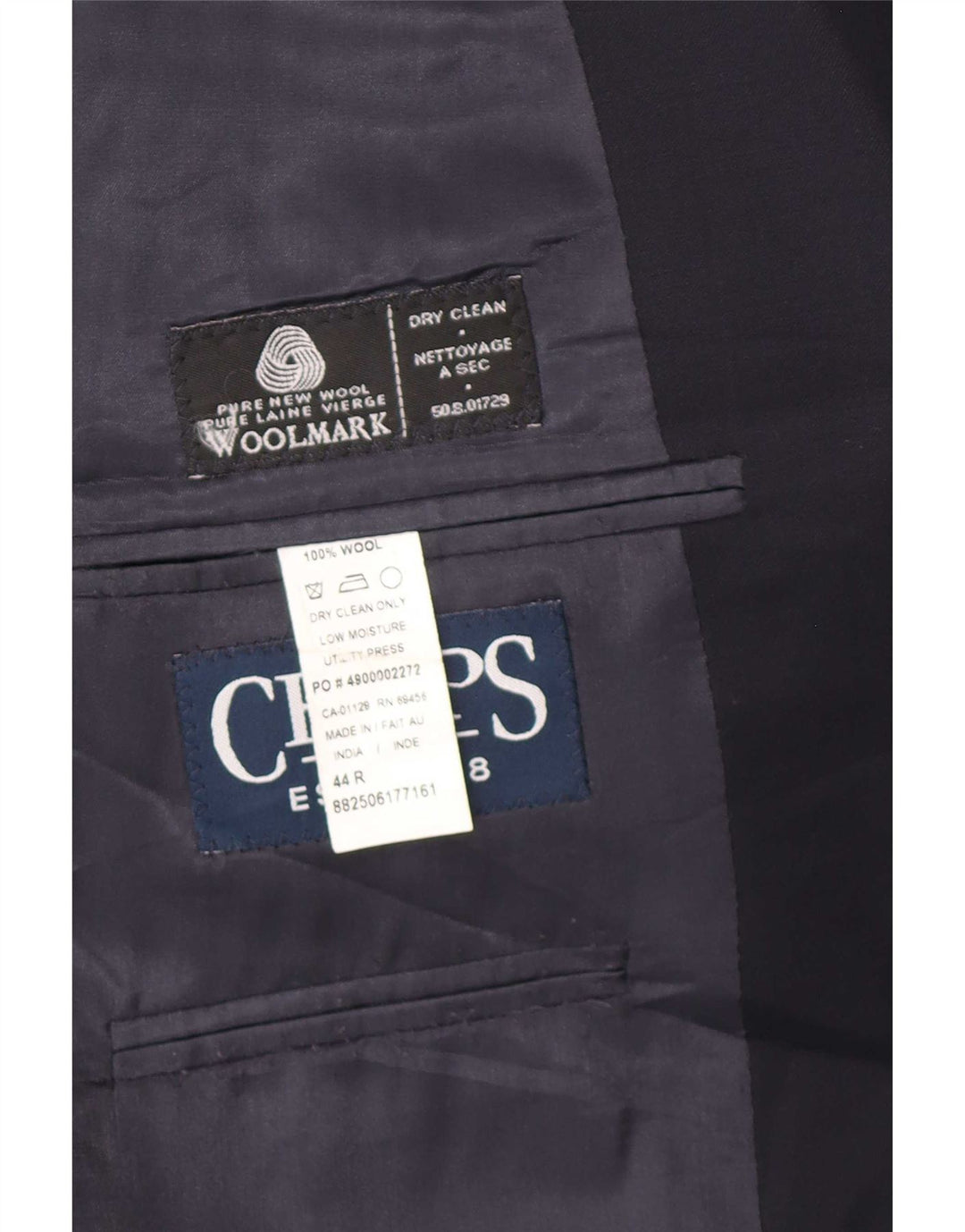 Chaps Chaqueta tipo blazer con 1 botón para hombre de corte regular UK 44 2XL Azul marino Lana virgen