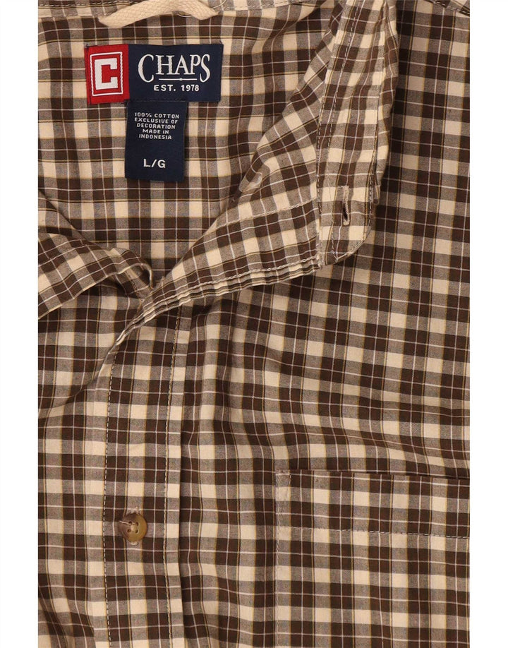 Chaps Camisa para hombre de algodón a cuadros marrón grande