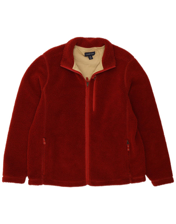 Lands End Chaqueta polar para hombre UK 38/40 Mediano Rojo Poliéster