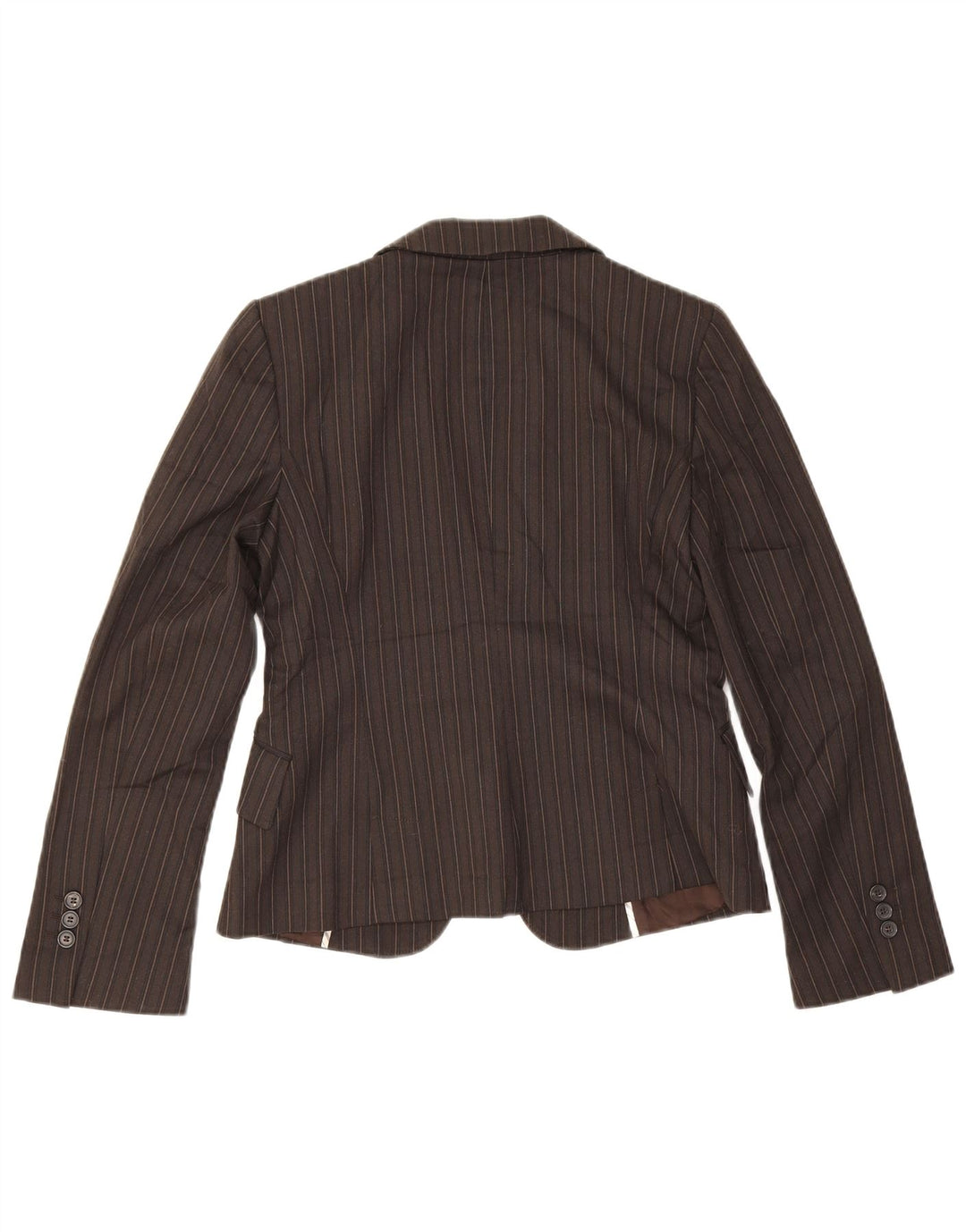 Zara Mujer Chaqueta Blazer De 1 Botón EU 38 Pequeña Marrón Poliéster A Rayas