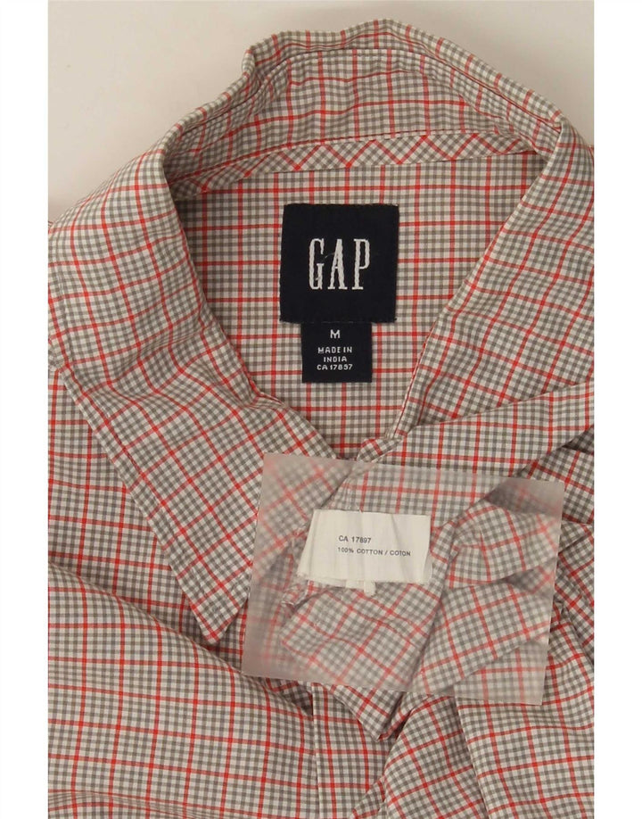 Camisa Gap Hombre De Manga Corta De Algodón A Cuadros Gris Medio