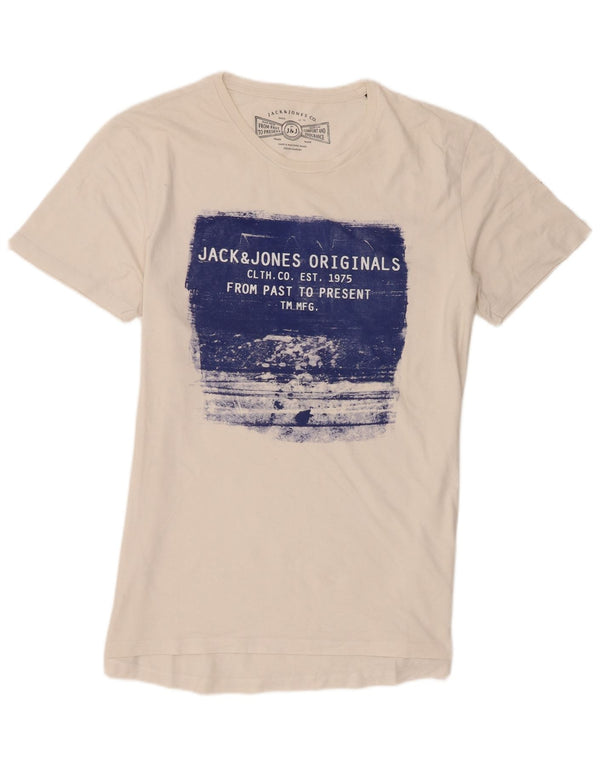 Jack & Jones Hombre Camiseta Gráfica Top XL Algodón Blanco