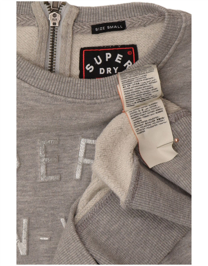 SUPERDRY Vestido tipo sudadera con gráfico extragrande para mujer, talla 40, talla S, color gris