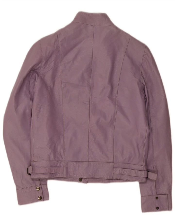 Vintage mujer bombardero chaqueta de cuero IT 42 cuero púrpura medio