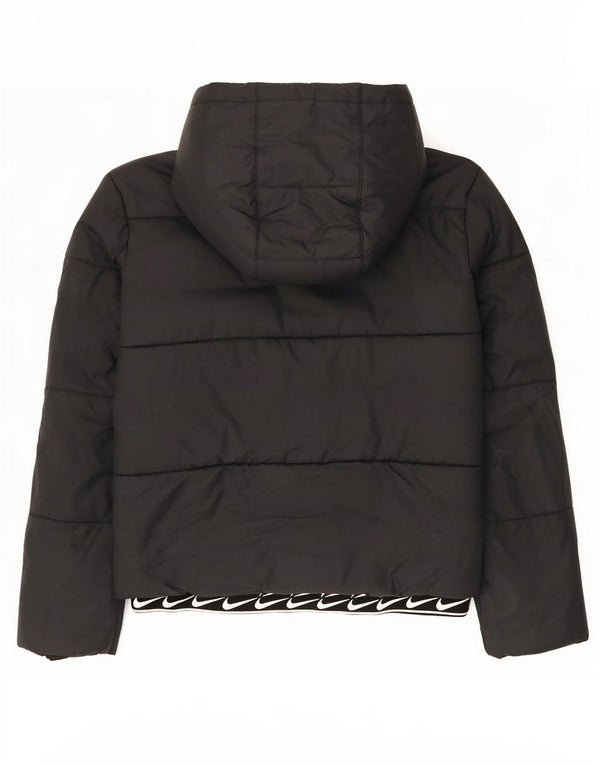 Nike Chaqueta acolchada con capucha gráfica para mujer UK 6 XS Poliéster negro