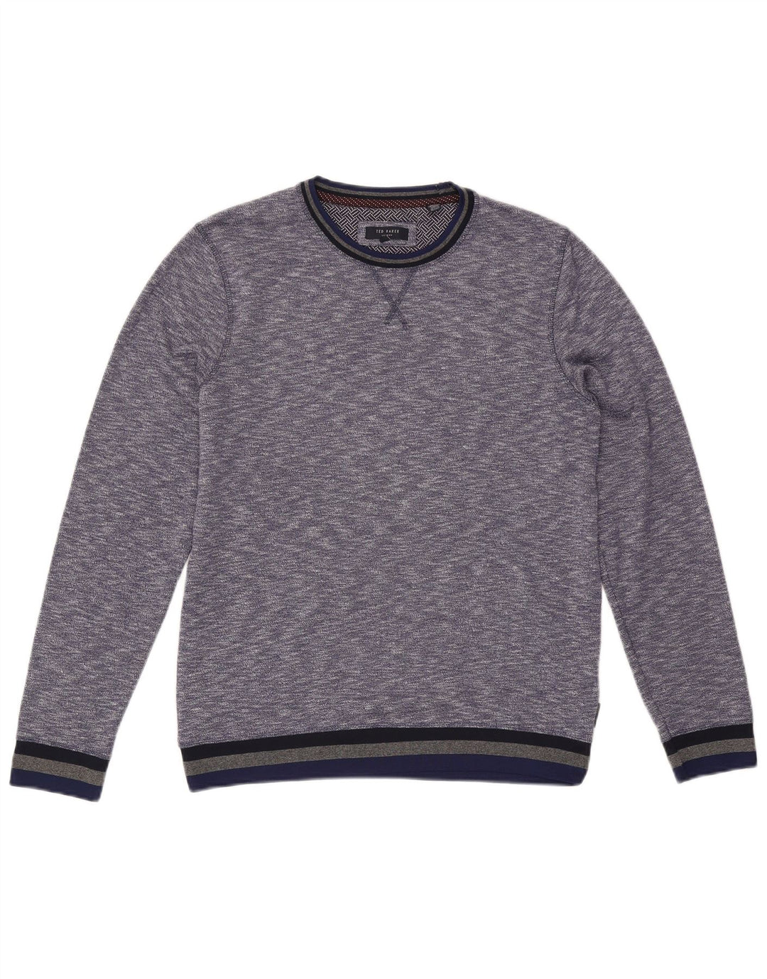 Ted Baker Jersey de cuello redondo para hombre talla 3 mediano azul moteado