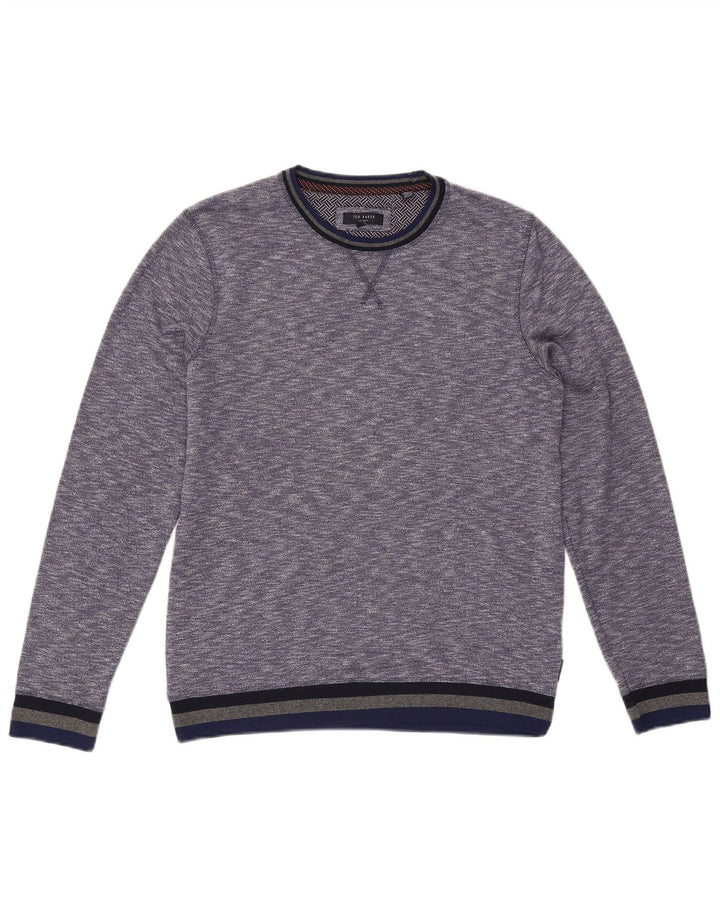 Ted Baker Jersey de cuello redondo para hombre talla 3 mediano azul moteado