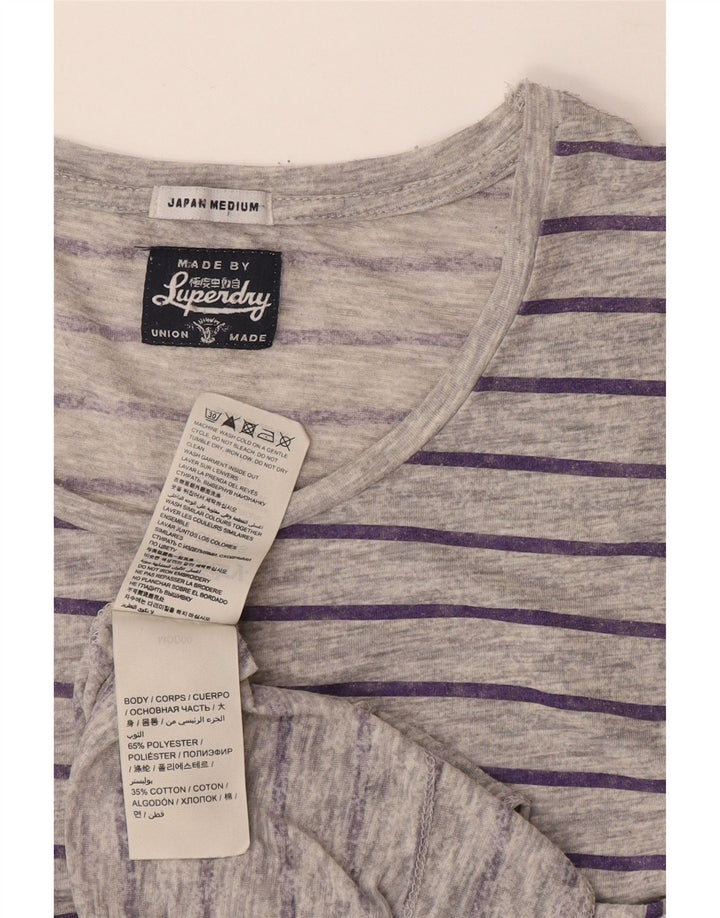 Superdry Camiseta para mujer Top UK 44 Poliéster a rayas gris medio