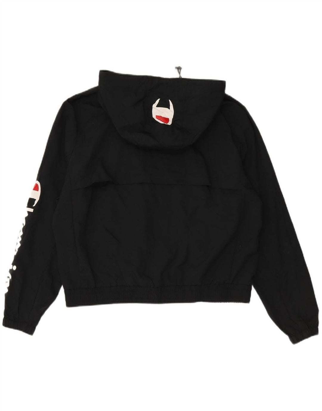 CHAMPION Womens Oversized Graphic Zip Hoodie Sweater UK 14 Medium Black