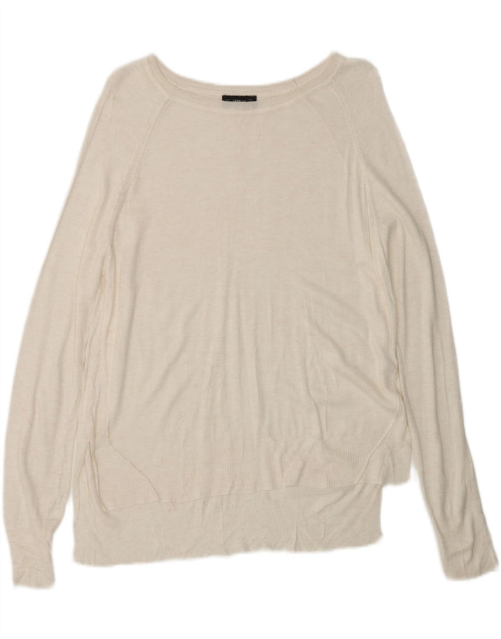 ZARA Womens Boat Neck Jumper Sweater UK 14 Medium White