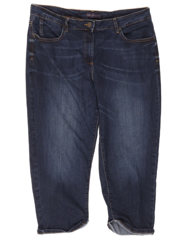 Marks & Spencer Jeans Capri para Mujer Reino Unido 16 Grande W38 L20 Algodón Azul Marino