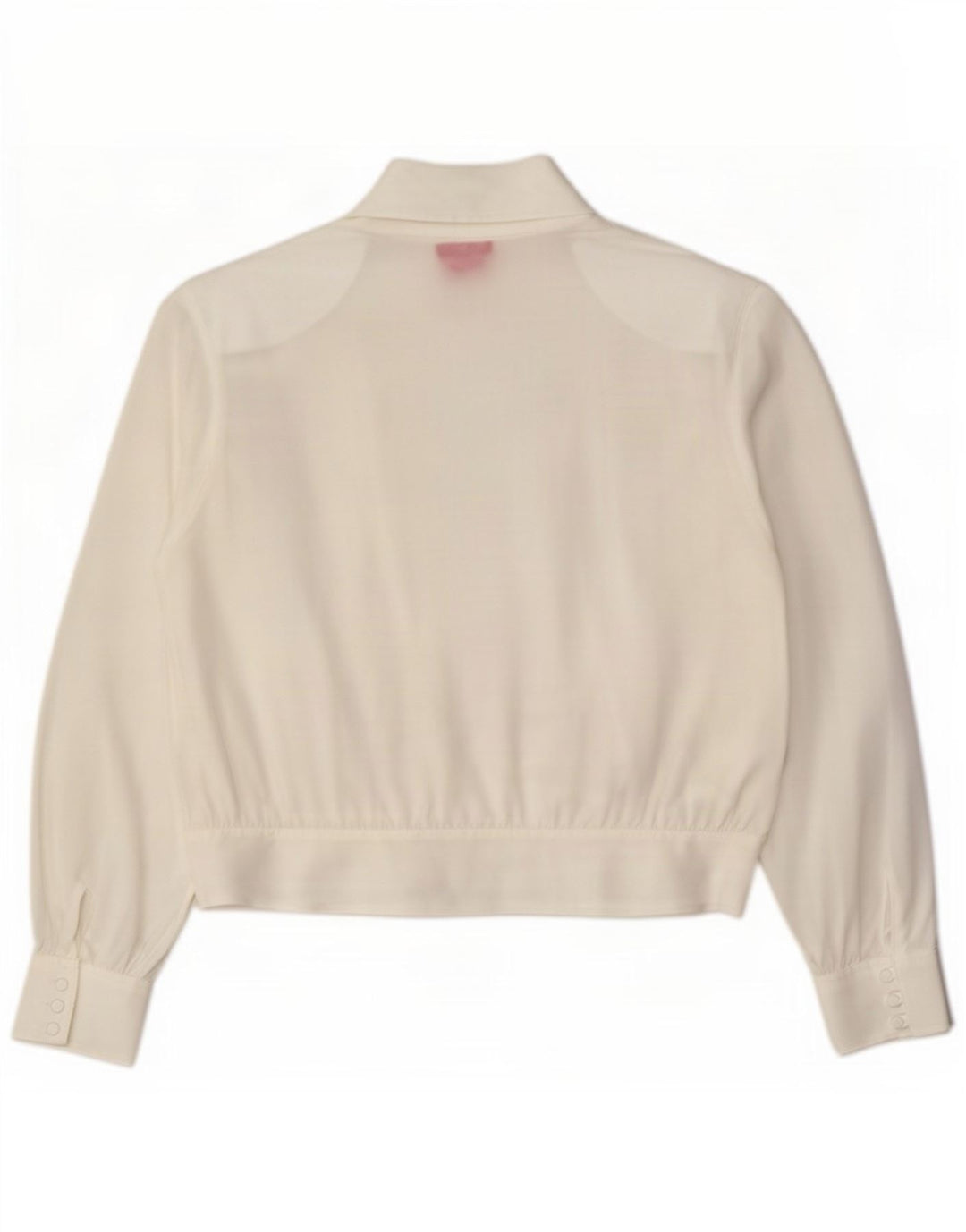Vintage mujer crop camisa blusa IT 48 XL poliéster blanco