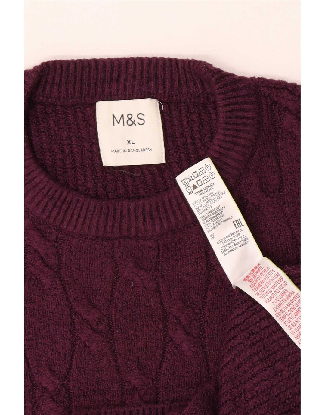 Marks & Spencer Jersey de Cuello Redondo para Hombre XL Poliamida Morado
