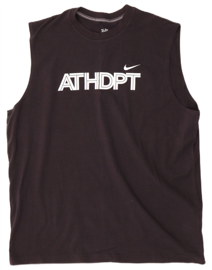 Nike Camiseta sin mangas gráfica para hombre 2XL Algodón negro
