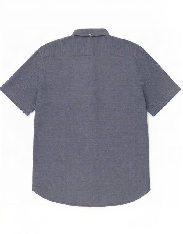 French Connection Camisa de manga corta para hombre de algodón azul grande