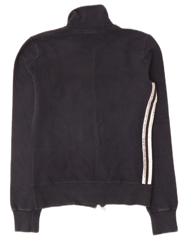 Adidas Mujer Chándal Top Chaqueta Reino Unido 10 Pequeño Algodón Negro