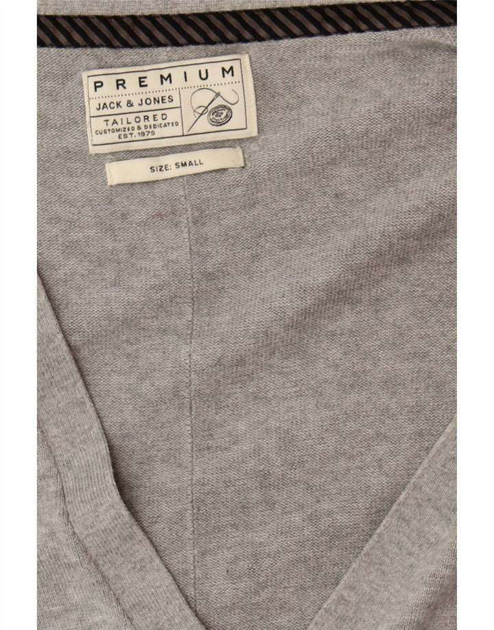 JACK & JONES Mens Cardigan Sweater Small Grey Viscose Vintage Jack & Jones and Second-Hand Jack & Jones from Messina Hembry 
