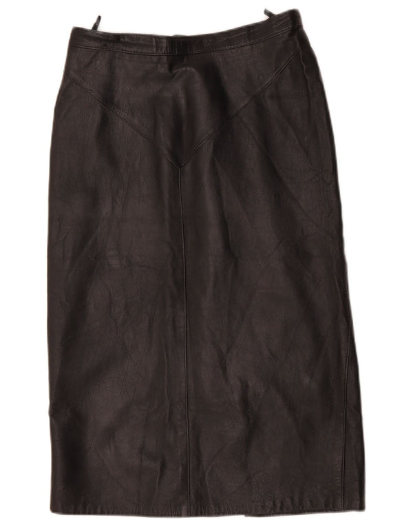 Falda de cuero vintage para mujer W28 Negro medio