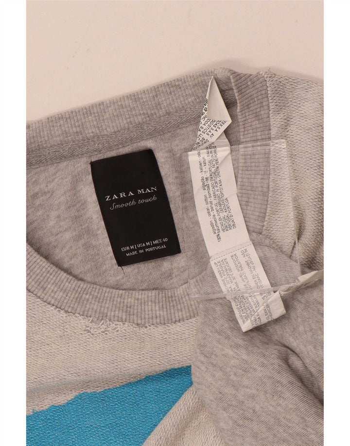 Zara Hombre Sudadera Jumper Gris Medio Rayas