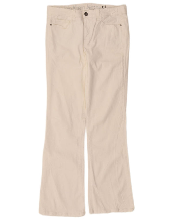 Calvin Klein Womens Casual Trousers US 10 Large W27 L31 White Cotton