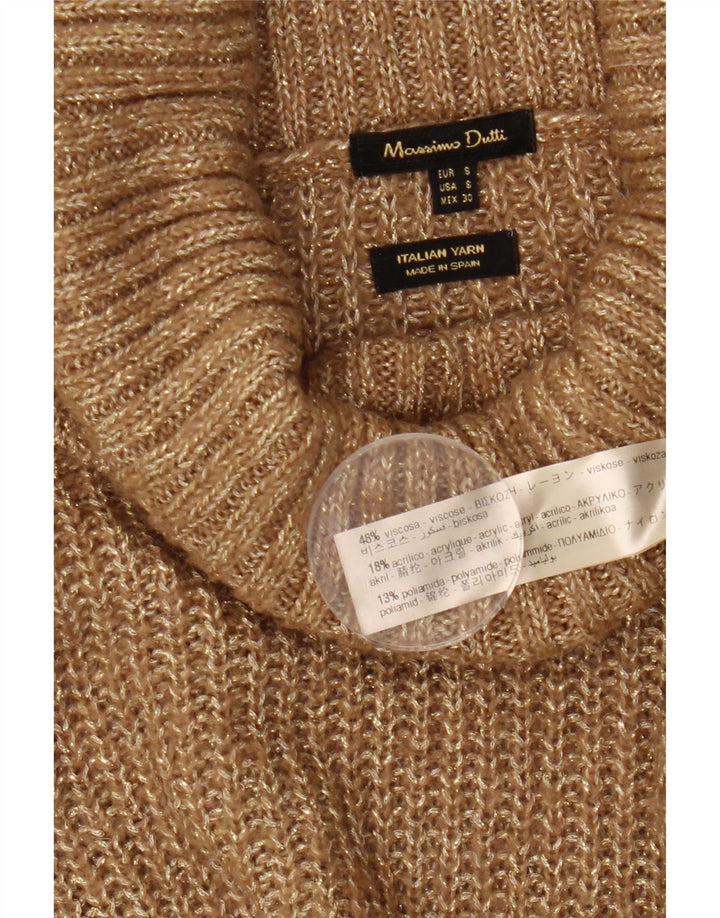 Massimo Dutti Jersey con cuello vuelto para mujer UK 10 Small Beige Moteado
