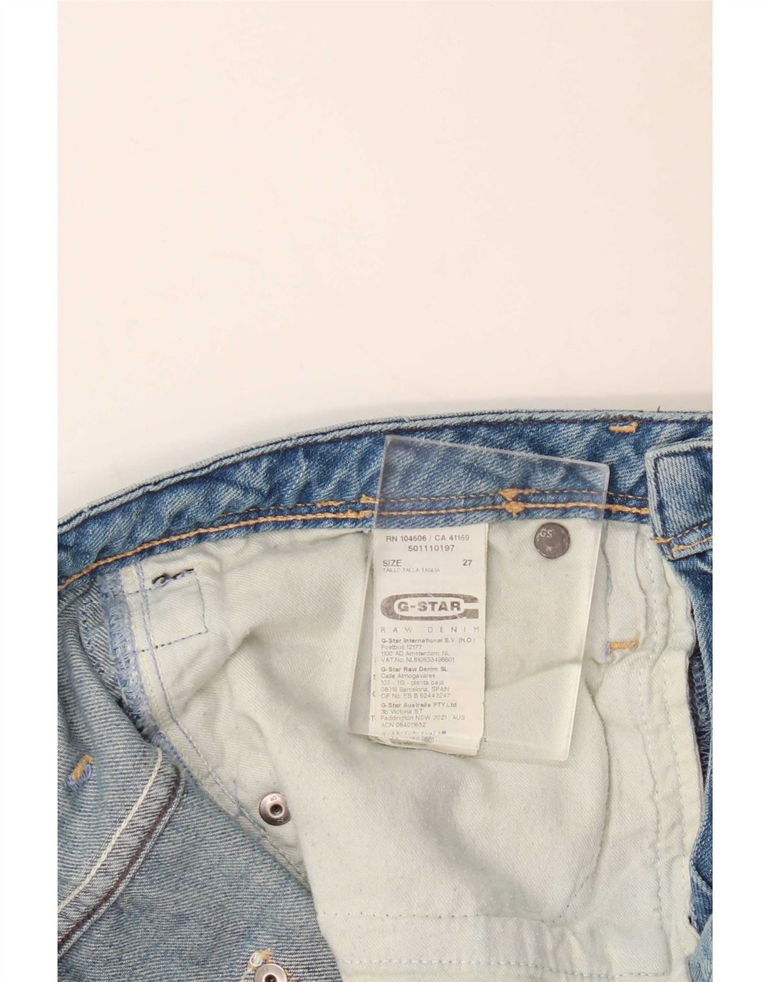 Jeans Rectos Desgastados Para Mujer G-Star W27 L27 Algodón Azul
