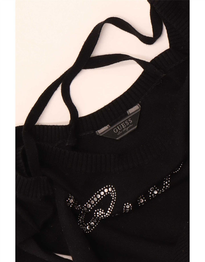 Guess Blusa gráfica de manga larga para mujer UK 8 Small Black