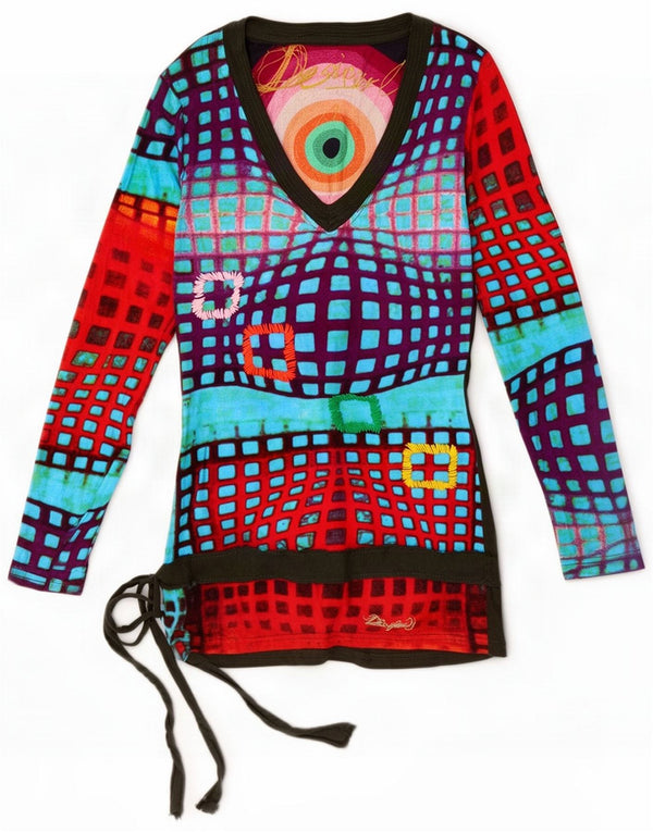 Top gráfico Desigual para mujer de manga larga ES 4 XS Multicolor Geométrico