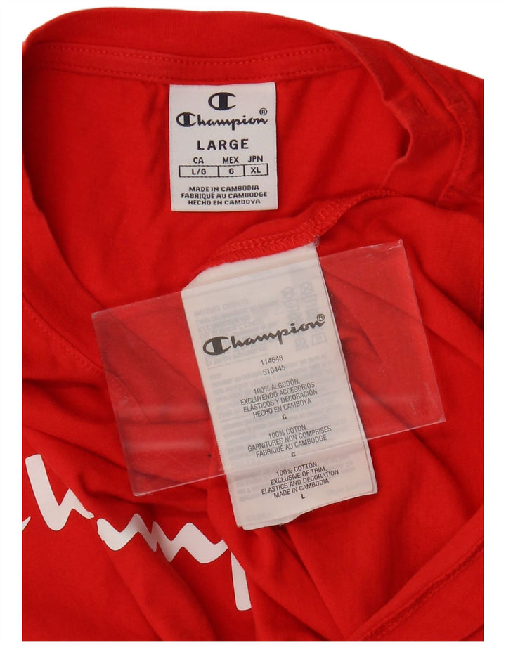 CHAMPION Camiseta corta con gráfico para mujer UK 46 Grande Algodón rojo