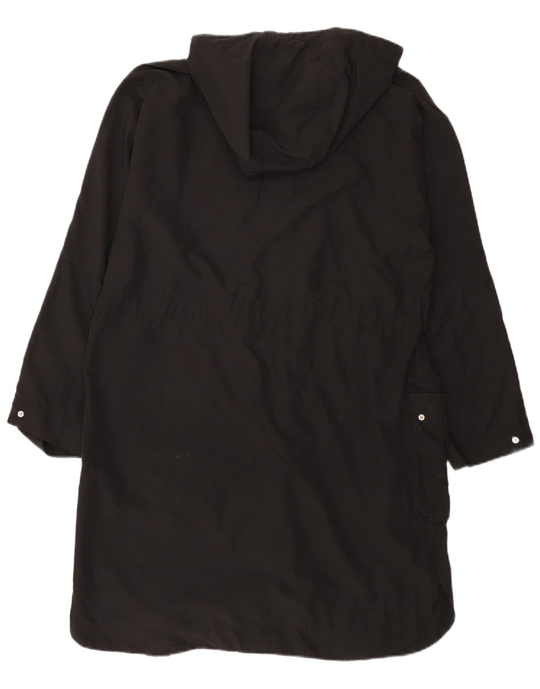 Zara Mujer Chubasquero Holgado Con Capucha UK 44 Medio Negro Poliéster