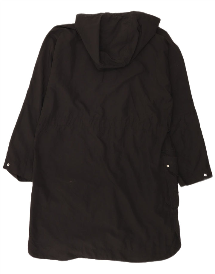 Zara Mujer Chubasquero Holgado Con Capucha UK 44 Medio Negro Poliéster