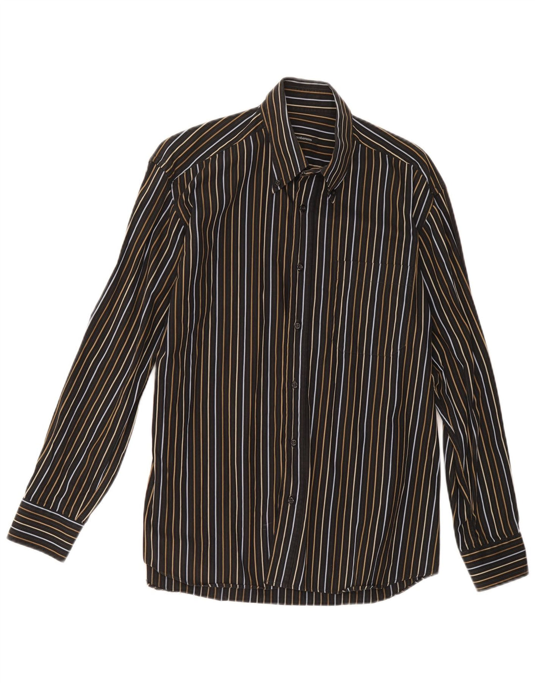 Camisa Roccobarocco para hombre talla 39 mediana negra a rayas