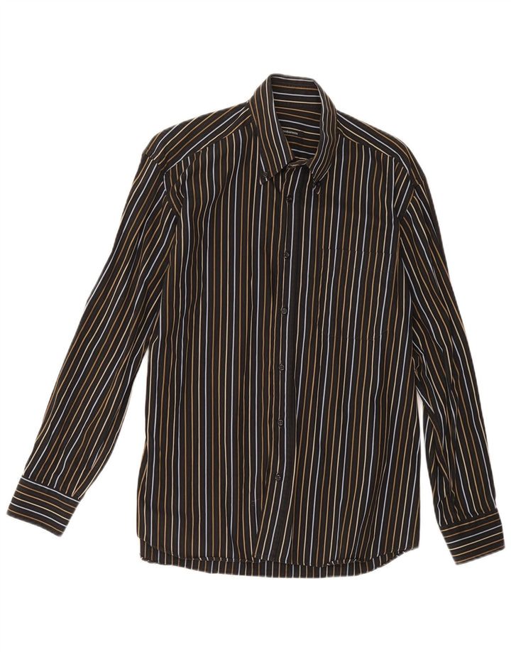 Camisa Roccobarocco para hombre talla 39 mediana negra a rayas